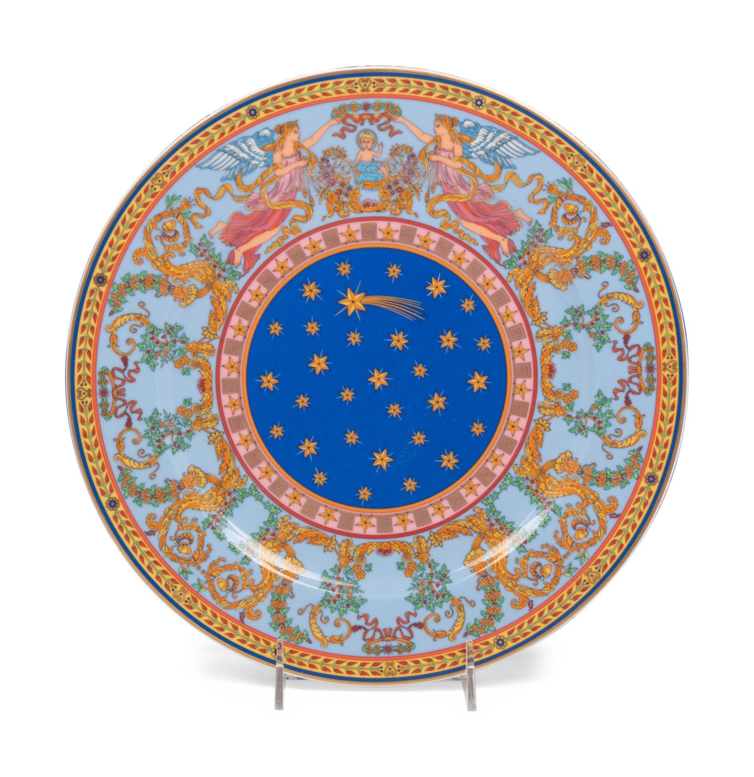 Eight Versace Porcelain Christmas Chargers