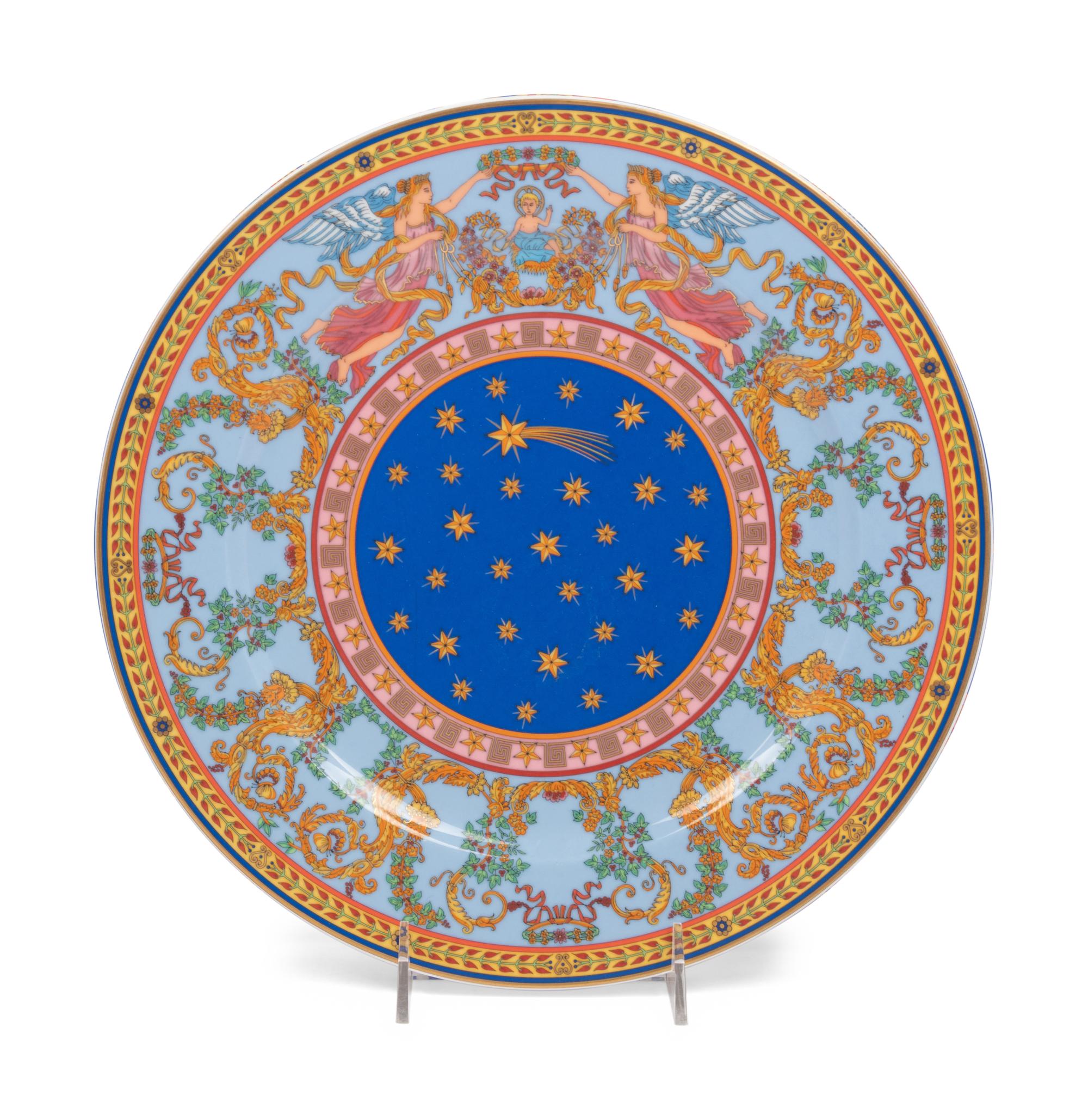 Eight Versace Porcelain Christmas Chargers