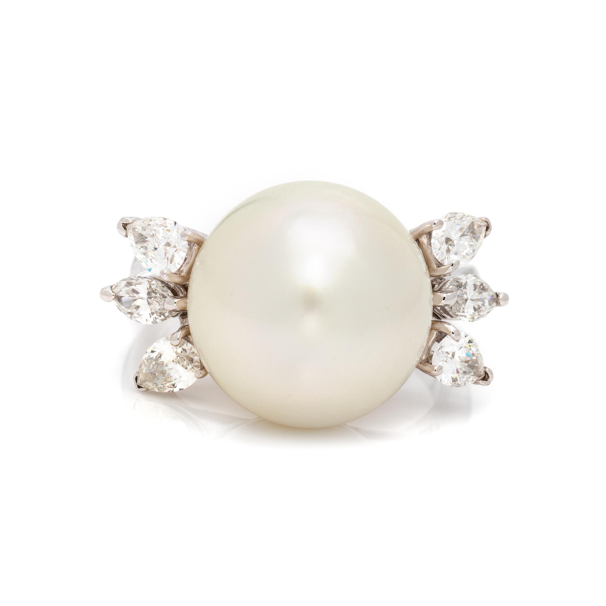 CULTURED SOUTH SEA PEARL AND DIAMOND RING