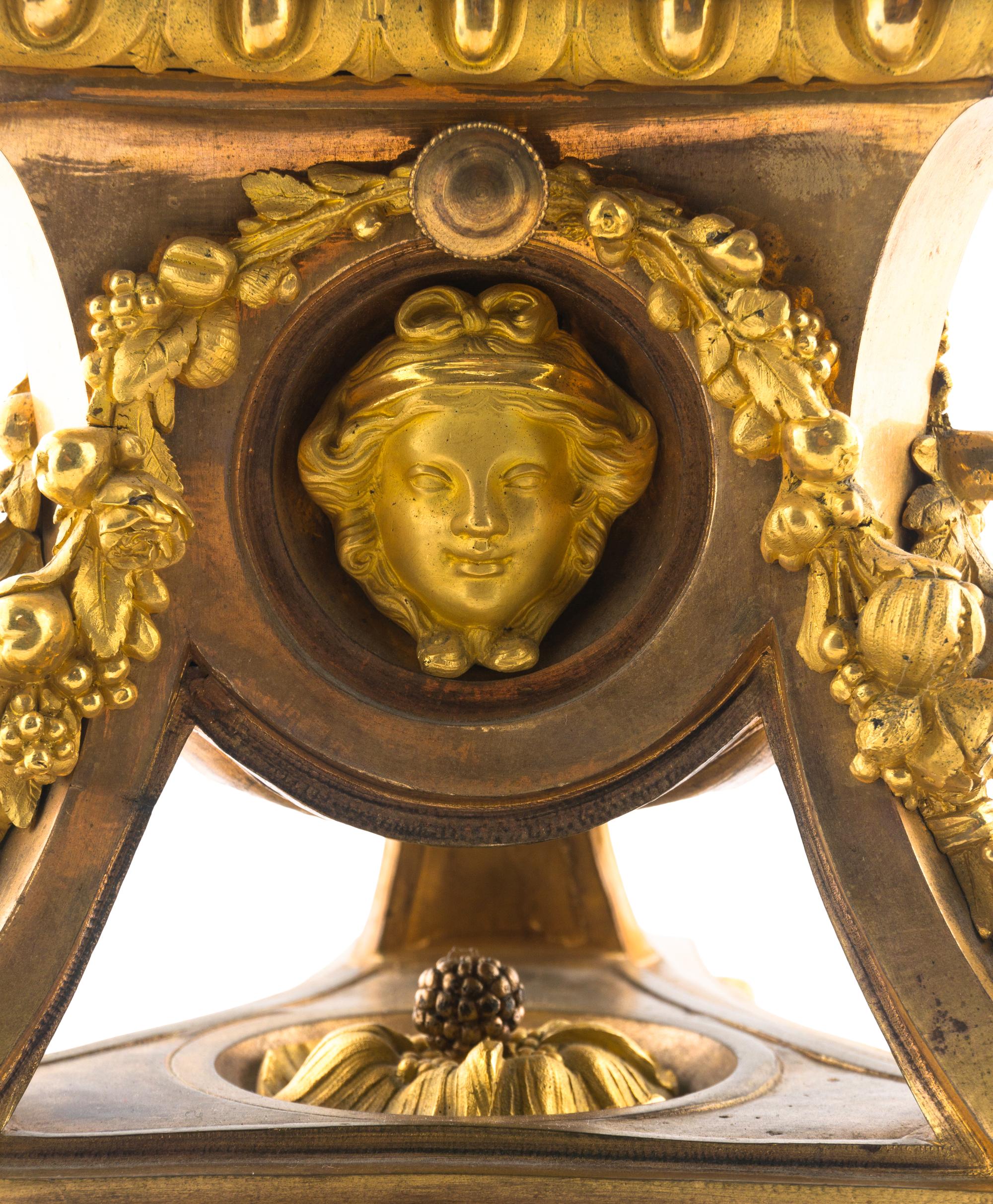 A Pair of Louis XVI Style Gilt Bronze and White Marble Ten-Light Candelabra