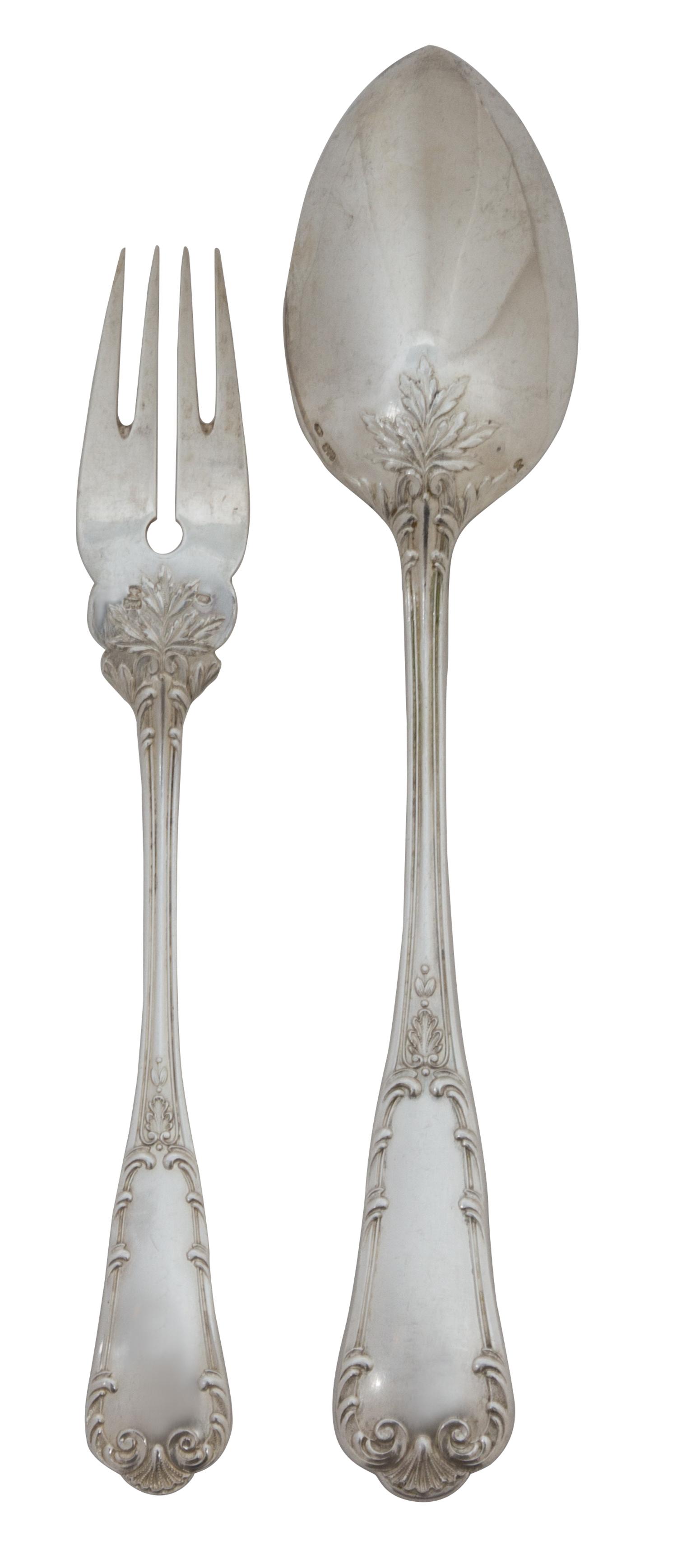 An Austrian Belle Epoque Silver Flatware Service for Twelve, , patterned on both sides, comprising; 12 dinner knives 12 dinner forks 12