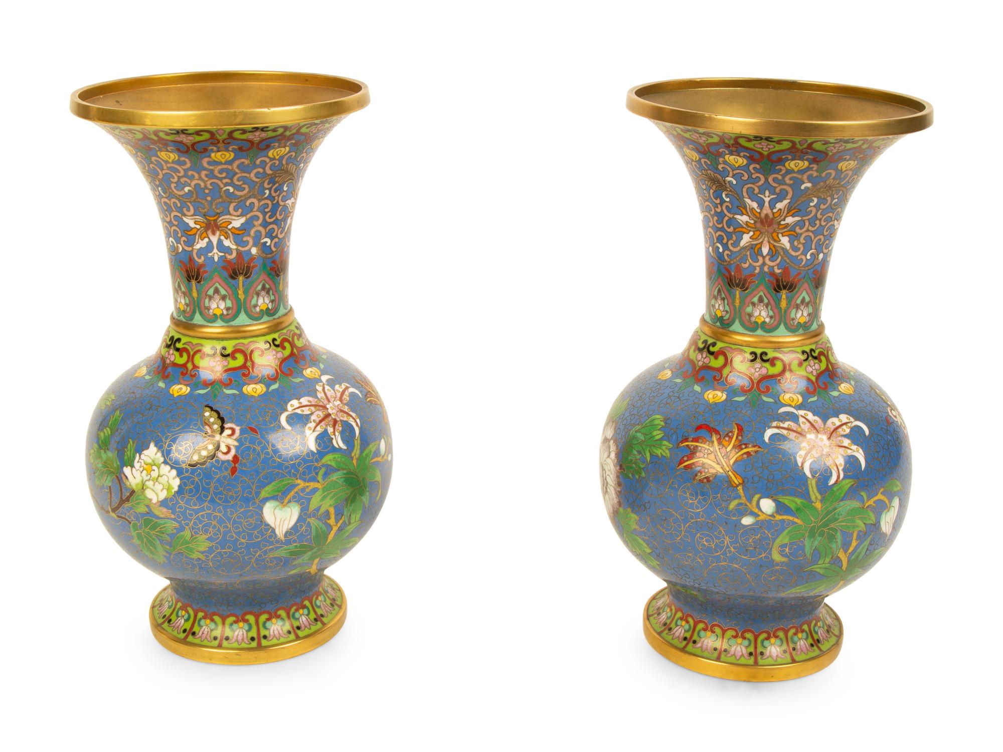 A Pair of Chinese Cloissone Vases — 20TH CENTURY