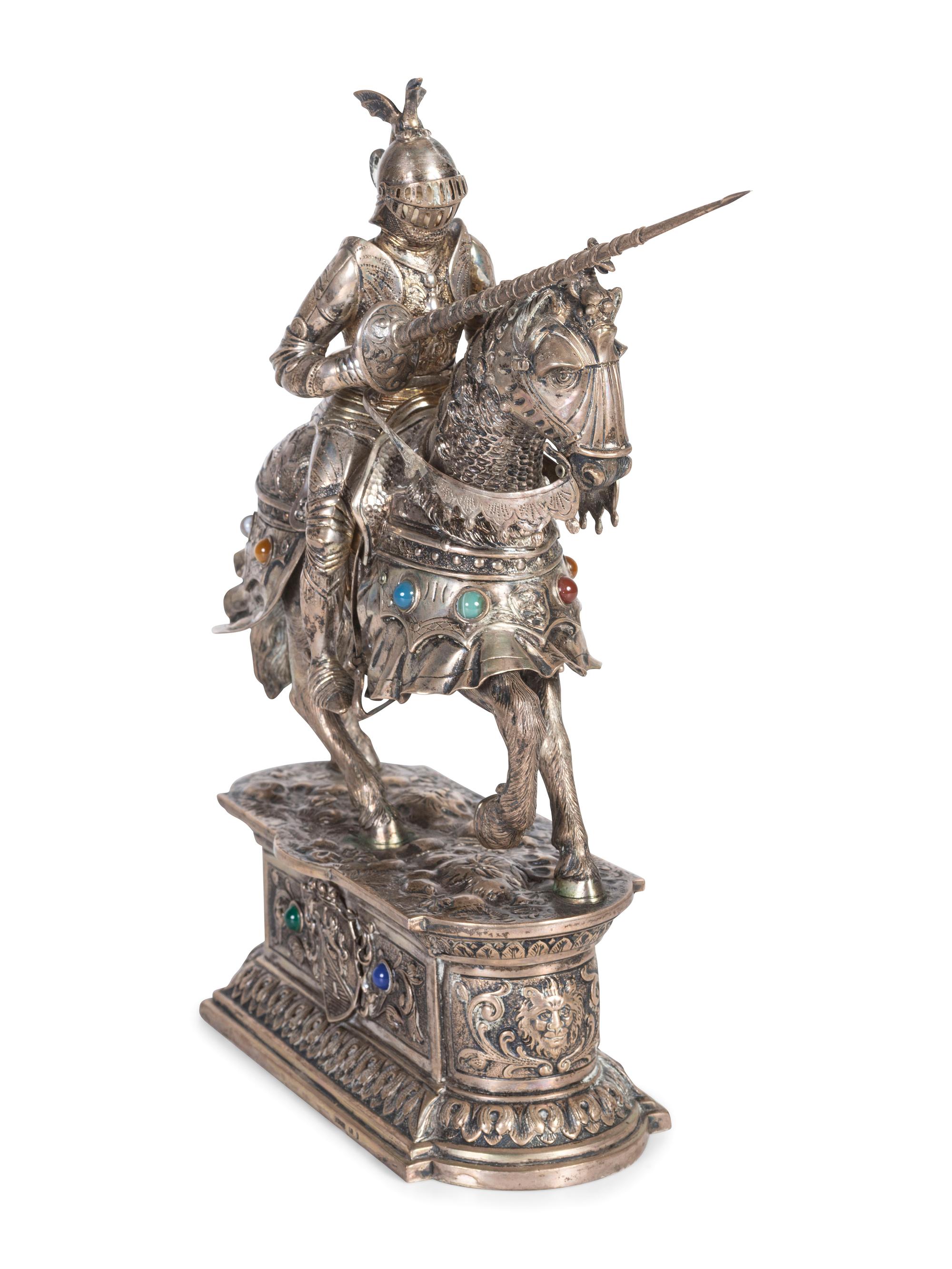 A Continental Silver Knight on Horseback