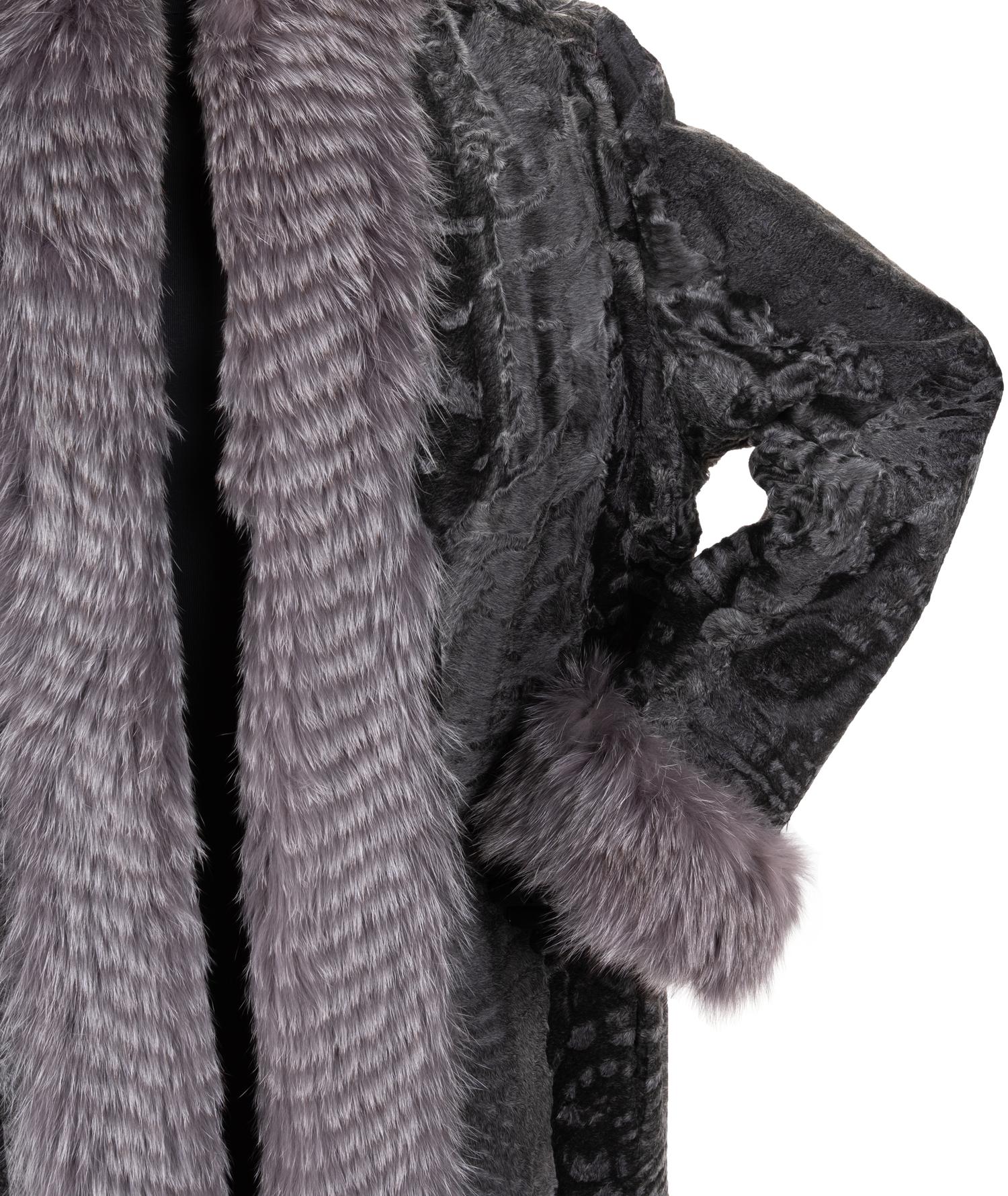 Givenchy Broadtail Coat with Fox Fur Trim, 1980-90s