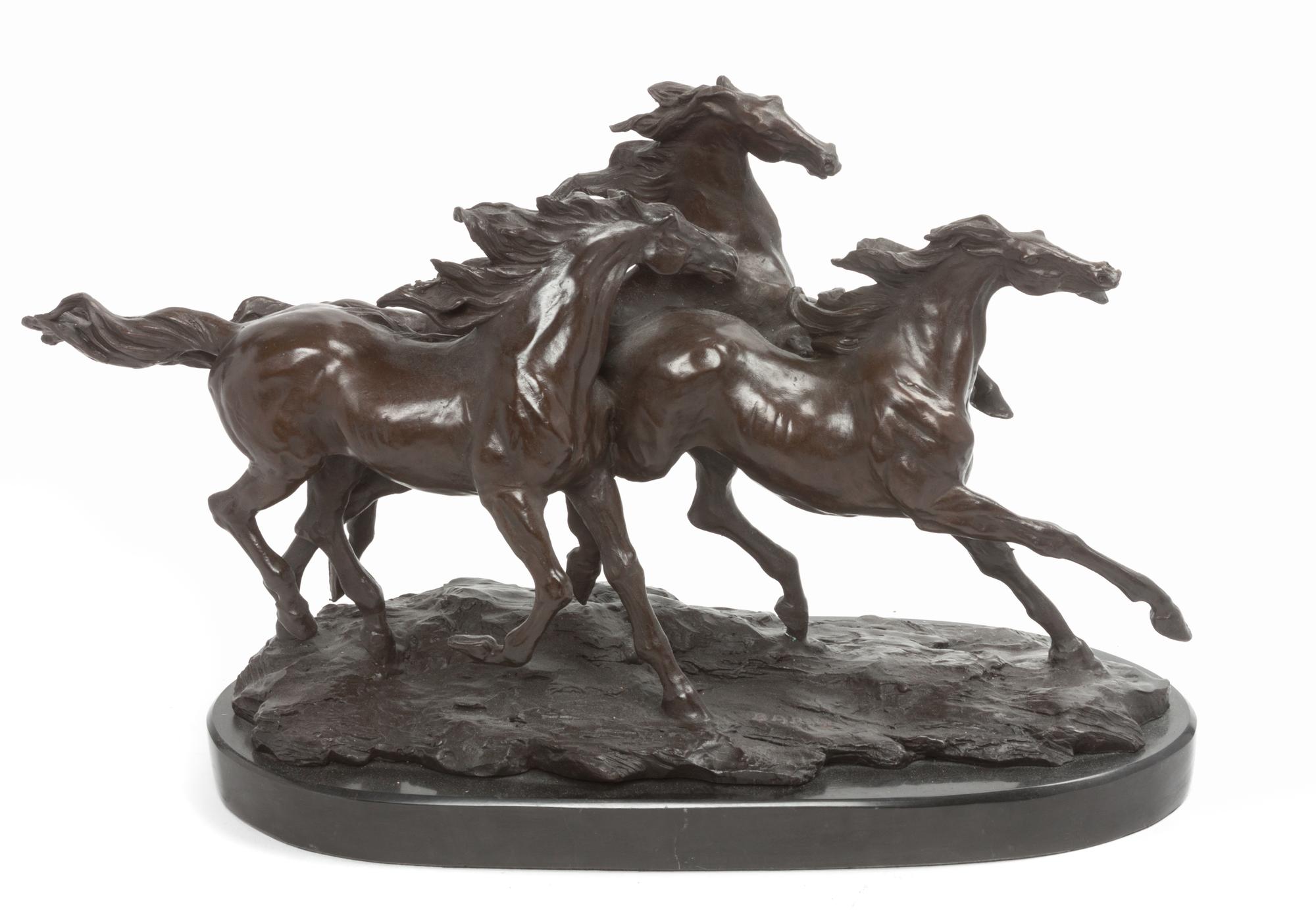 A French Bronze Figural Group, after Barye Width 17 inches. — LATE 20TH CENTURY