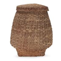 Large splint "feather" basket and cover 19th century