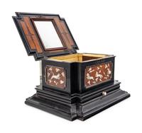 A German Mother-of-Pearl Inlaid Ebonized Jewelry Casket