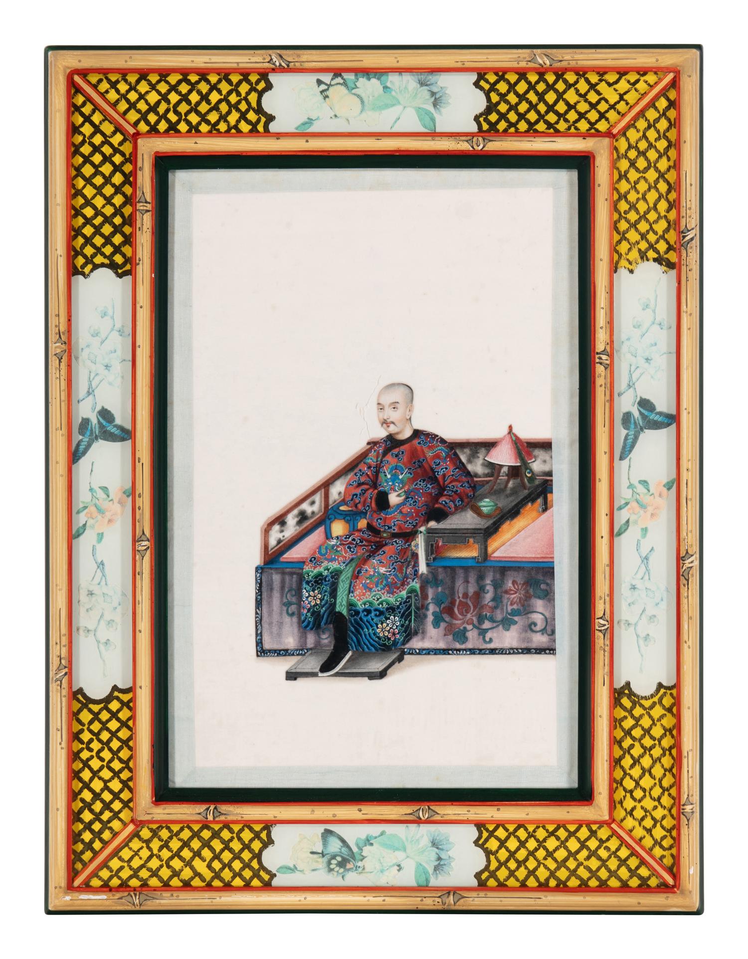 A Set of 12 Chinese Export Pith Paintings, Late 19th/Early 20th Century 清晚期 通草畫人物圖鏡框12幅
