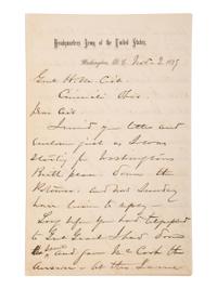 [CIVIL WAR]. SHERMAN, William Tecumseh (1820-1891). Autograph letter signed ("W.T. Sherman"), as Commanding General of the US Army, to General Henry M. Cist (1839-1902). Washington, D.C. 2 November 1879.