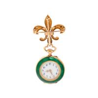 ENAMEL AND DIAMOND CONVERTIBLE BROOCH/POCKET WATCH
