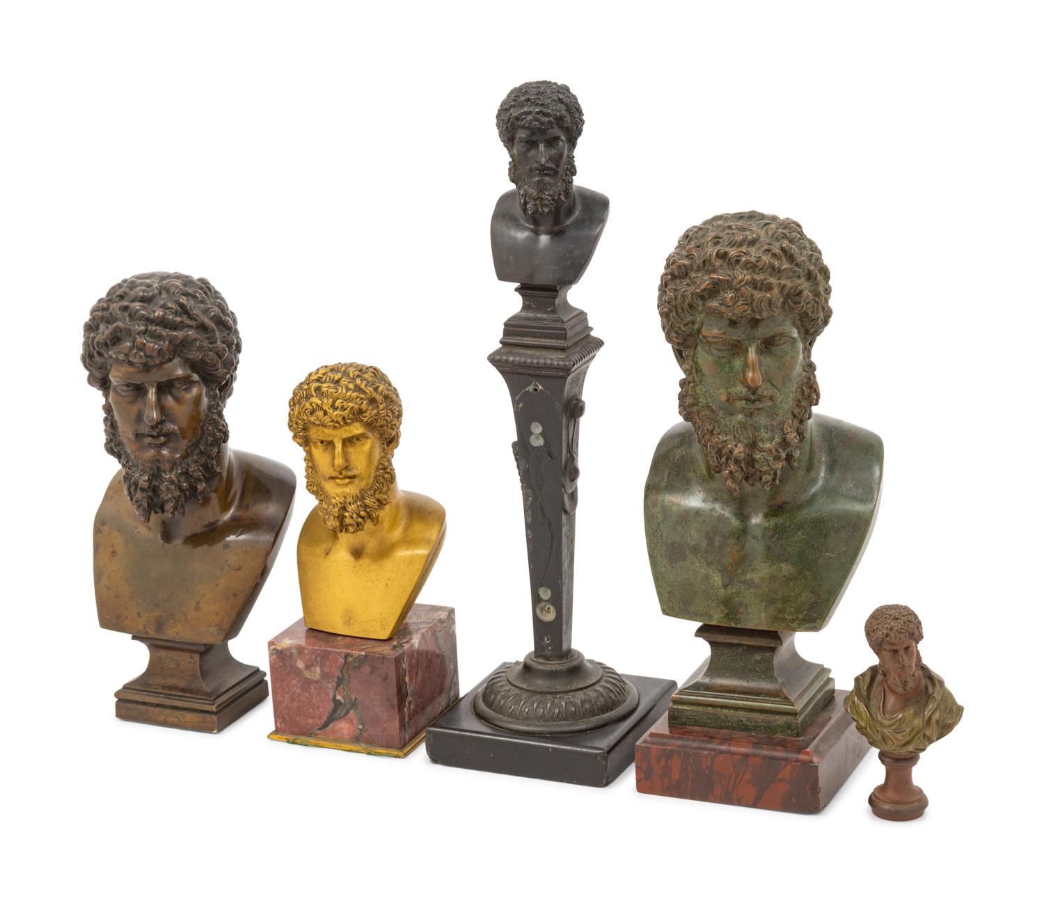 Five Continental Bronze Small Busts of Emperor Lucius Verus