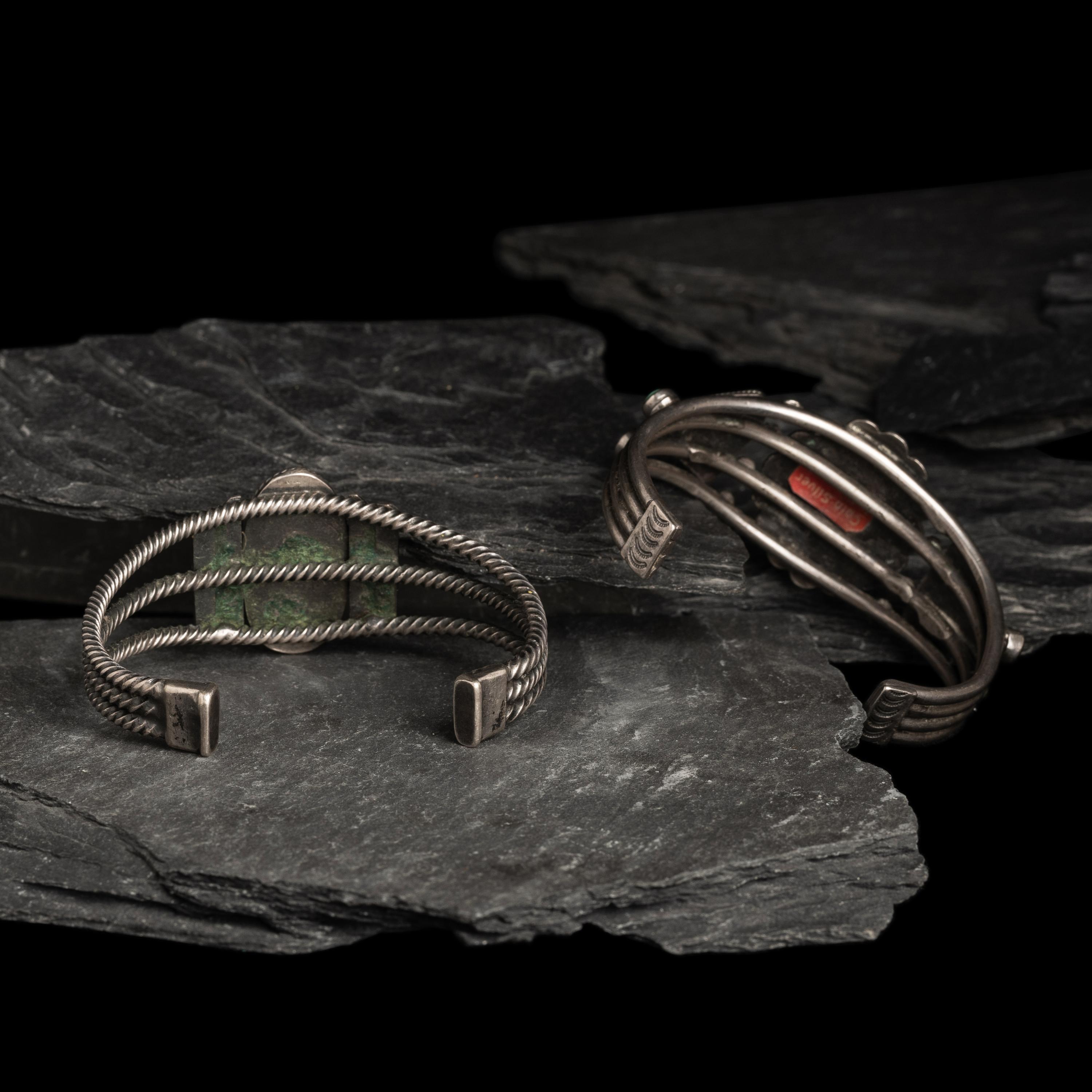 Navajo Silver and Turquoise Cuff Bracelets