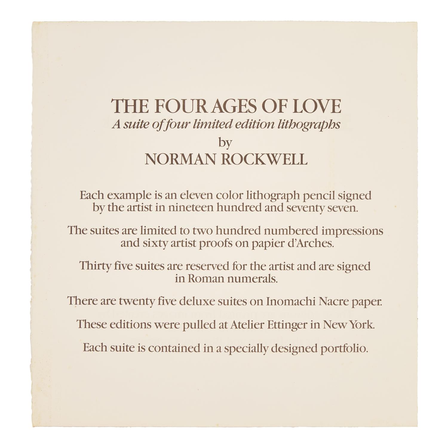 Norman Rockwell (American, 1894-1978) — Four Ages of Love , (complete portfolio of four lithographs, with text and portfolio case), 1977