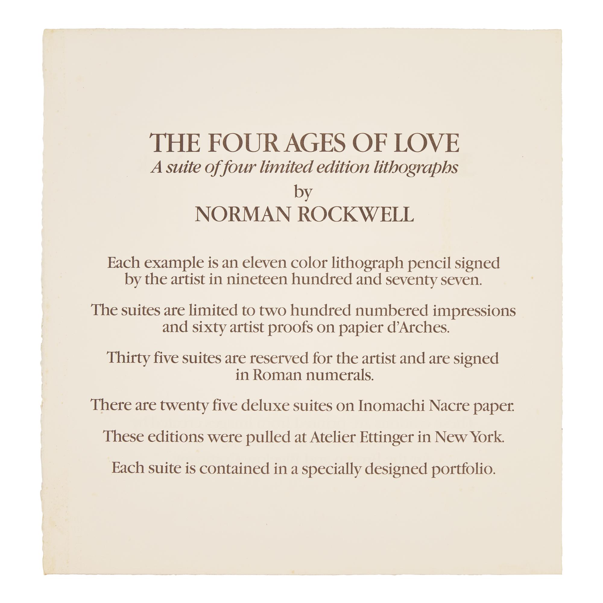 Norman Rockwell (American, 1894-1978) — Four Ages of Love , (complete portfolio of four lithographs, with text and portfolio case), 1977