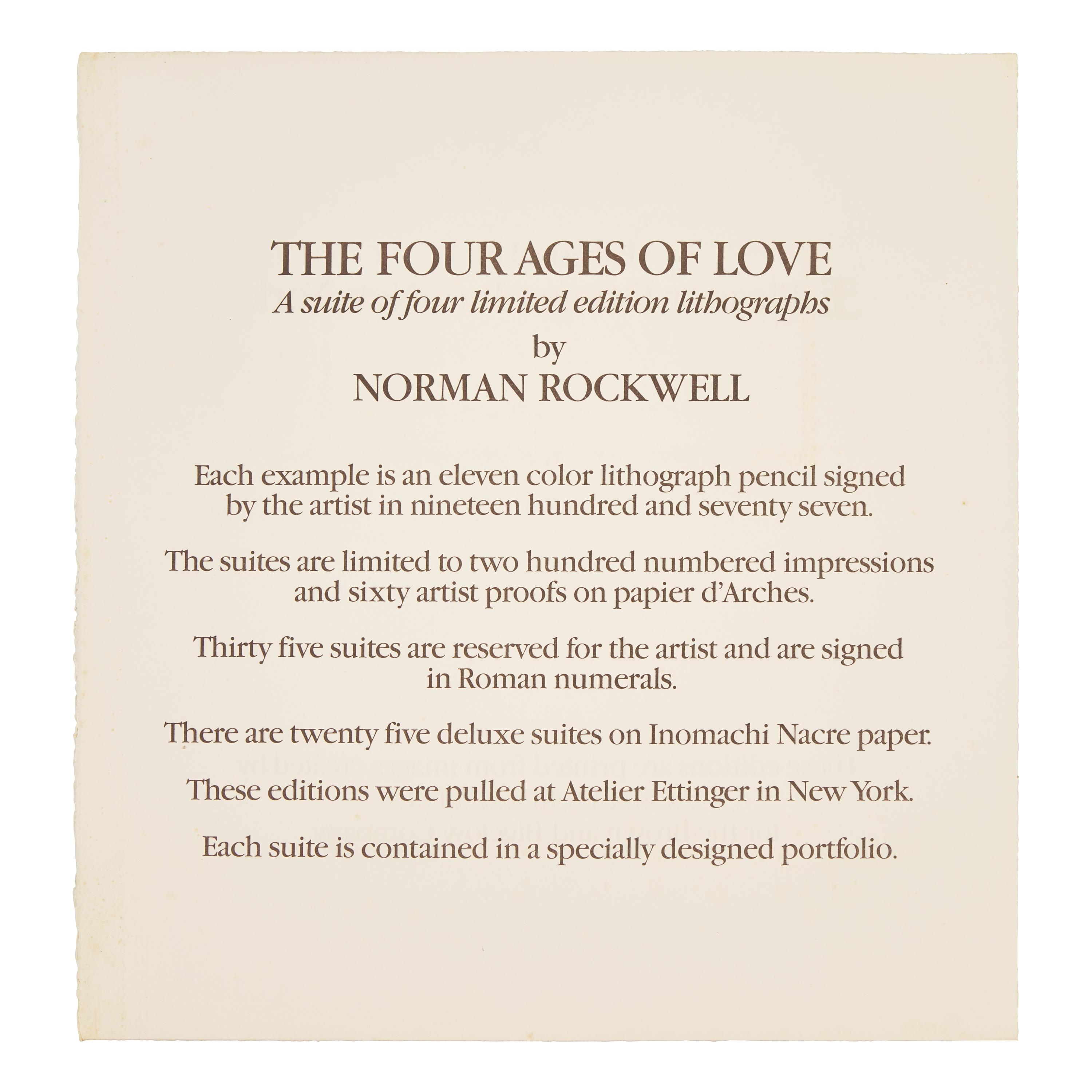 Norman Rockwell (American, 1894-1978) — Four Ages of Love , (complete portfolio of four lithographs, with text and portfolio case), 1977