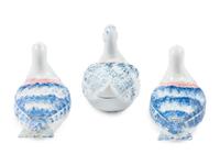 Three M.S. Kuznetsov Porcelain Bird-Form Covered Jars