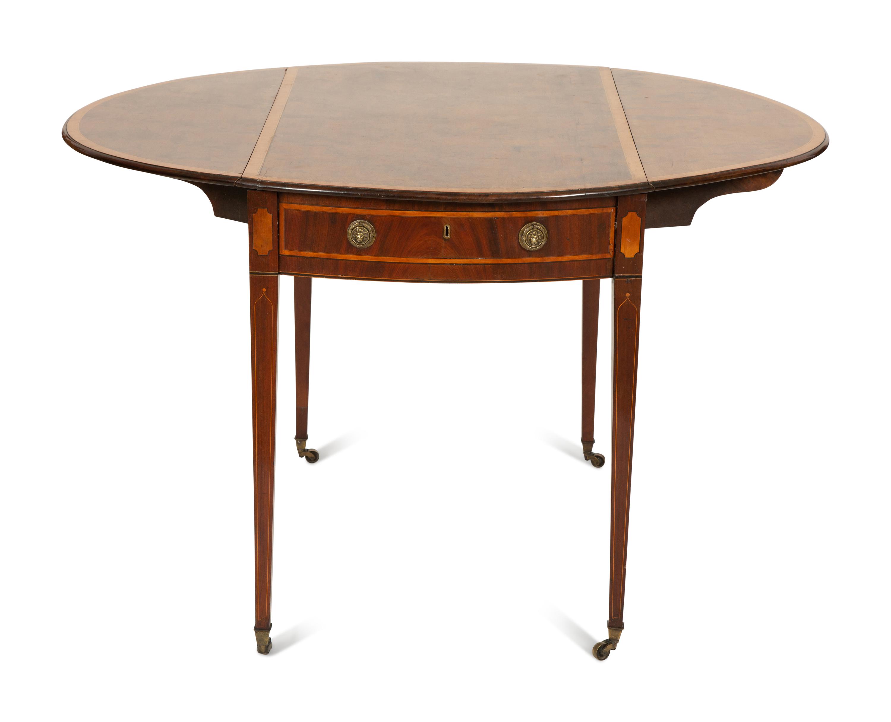 A George III Satinwood Inlaid Mahogany Pembroke Table