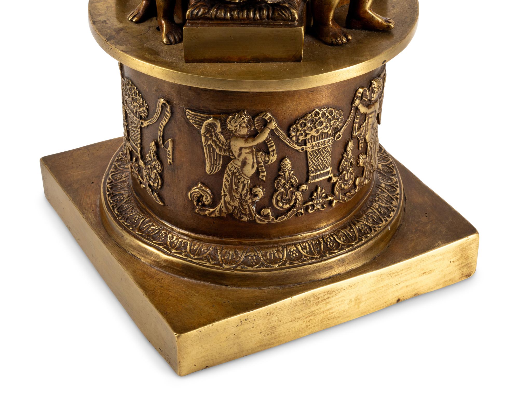 An Empire Style Gilt Bronze and Cut Glass Figural Centerpiece