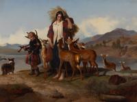 Attributed to Richard Ansdell (British, 1815-1885) — The Forester's Family (after Sir Edwin Henry Landseer)