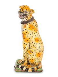 An Italian Glazed Terracotta Seated Leopard