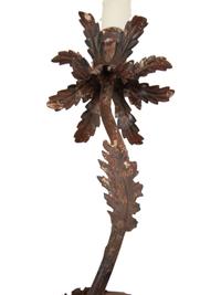 A Pair of Italian Cerused Wood and Tôle Two-Light Sconces