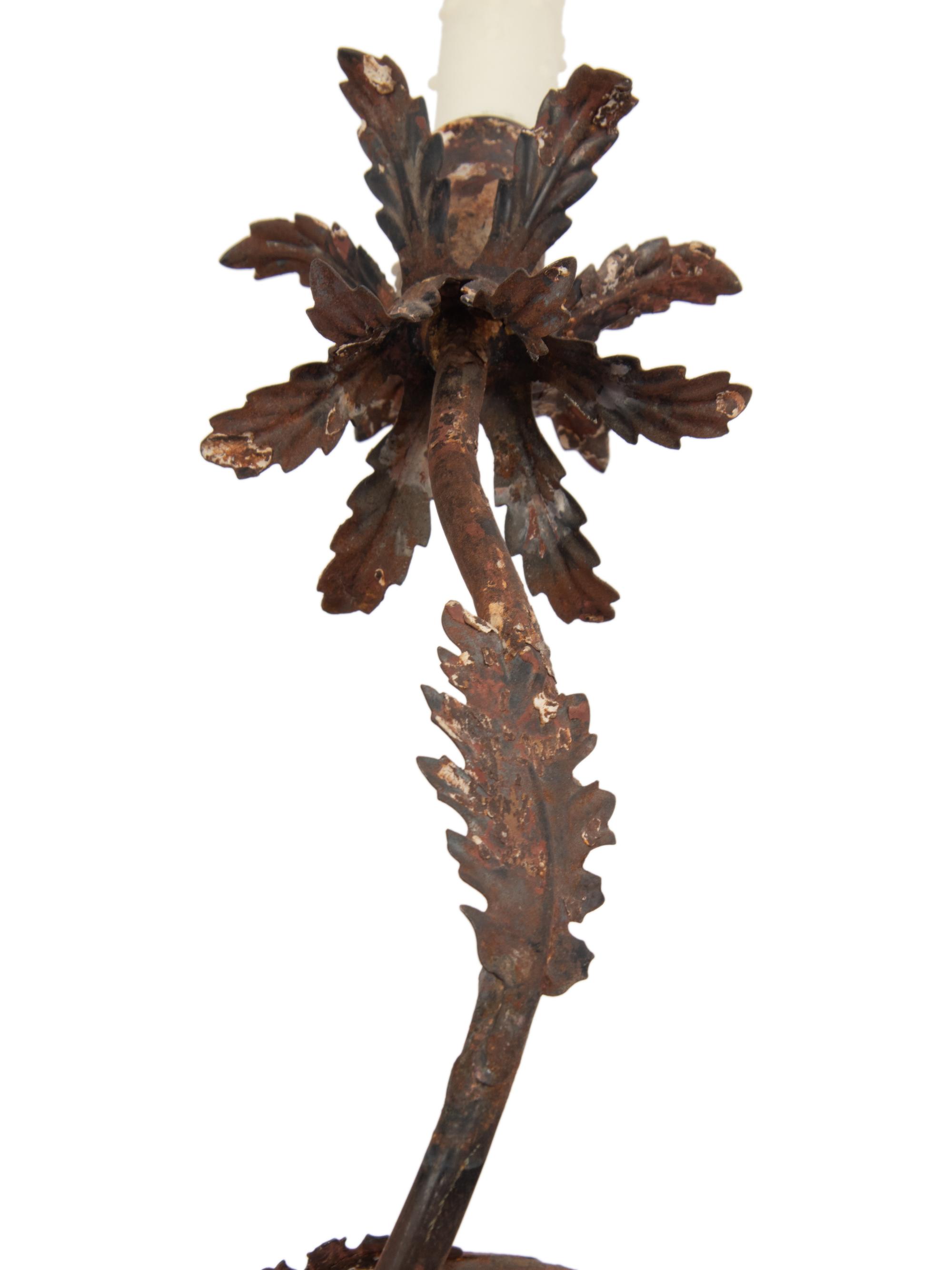 A Pair of Italian Cerused Wood and Tôle Two-Light Sconces