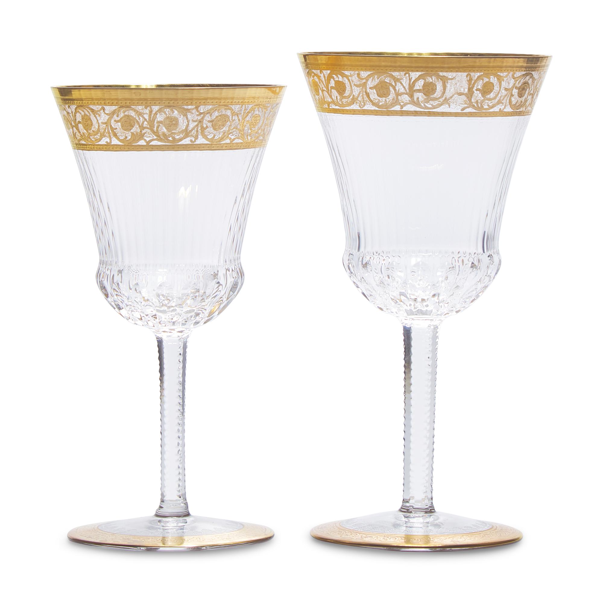 A Saint-Louis Gilt Decorated Cut Glass Stemware Service
