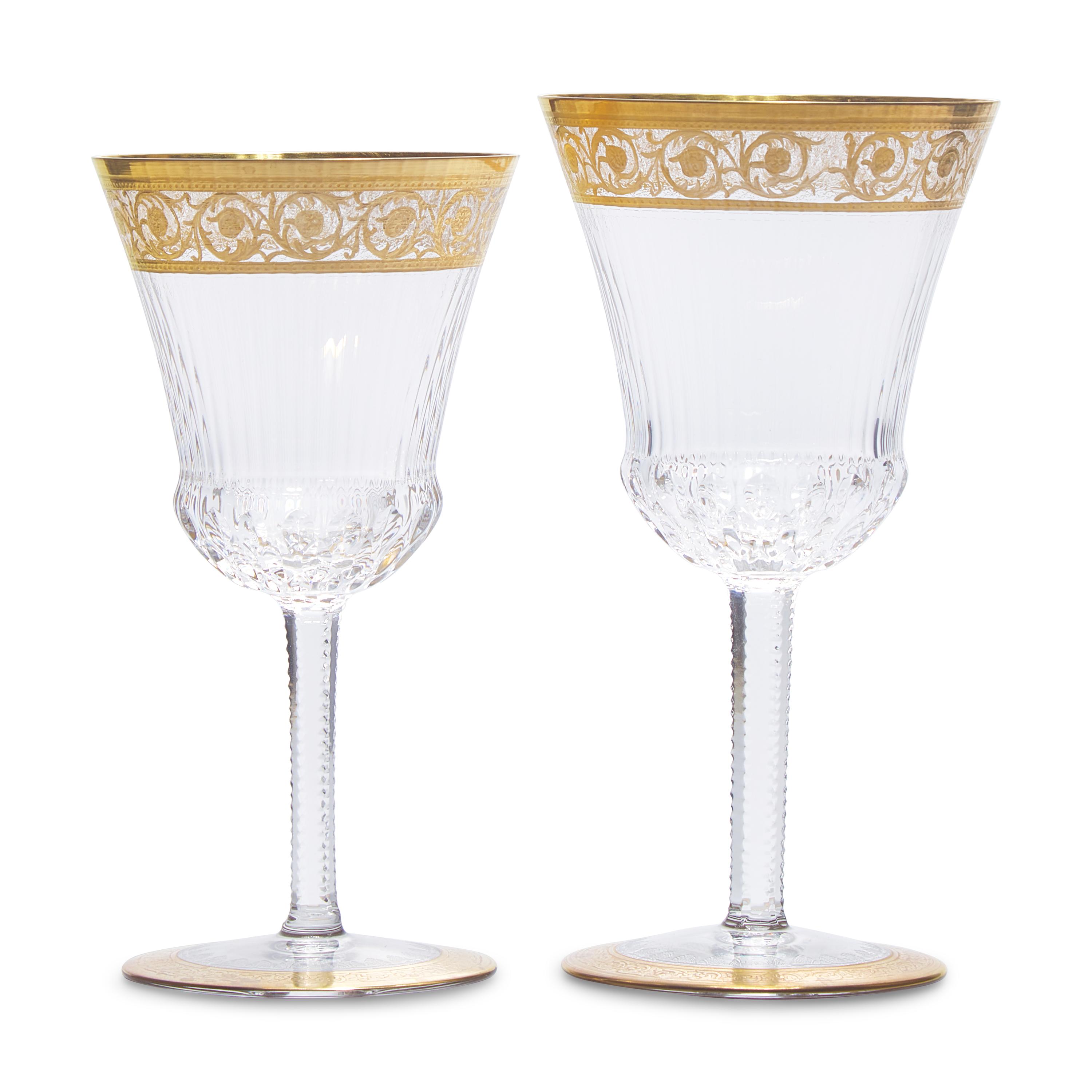 A Saint-Louis Gilt Decorated Cut Glass Stemware Service