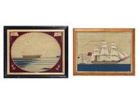 Two English Sailor Woolwork Pictures