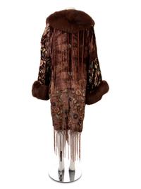 Adrienne Landau Fox-Trimmed Embroidered Coat, 1990-2000s