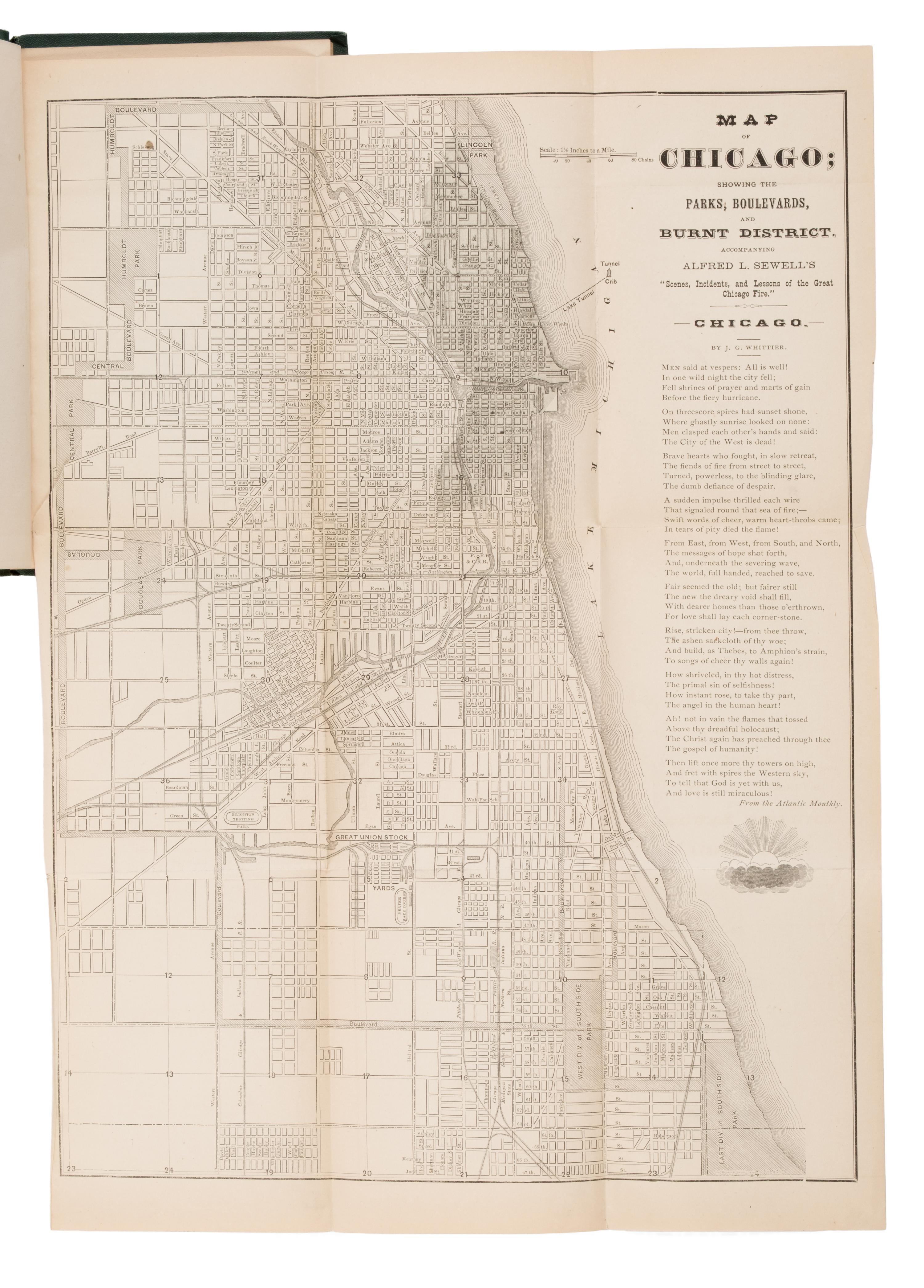 [Chicago Fire]. A group of 27 works about Chicago and the Fire, including: