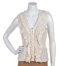 An Oscar de la Renta Knit Ivory Top, Size S.