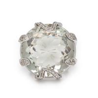 Sazingg, Prasiolite Quartz and Diamond Ring