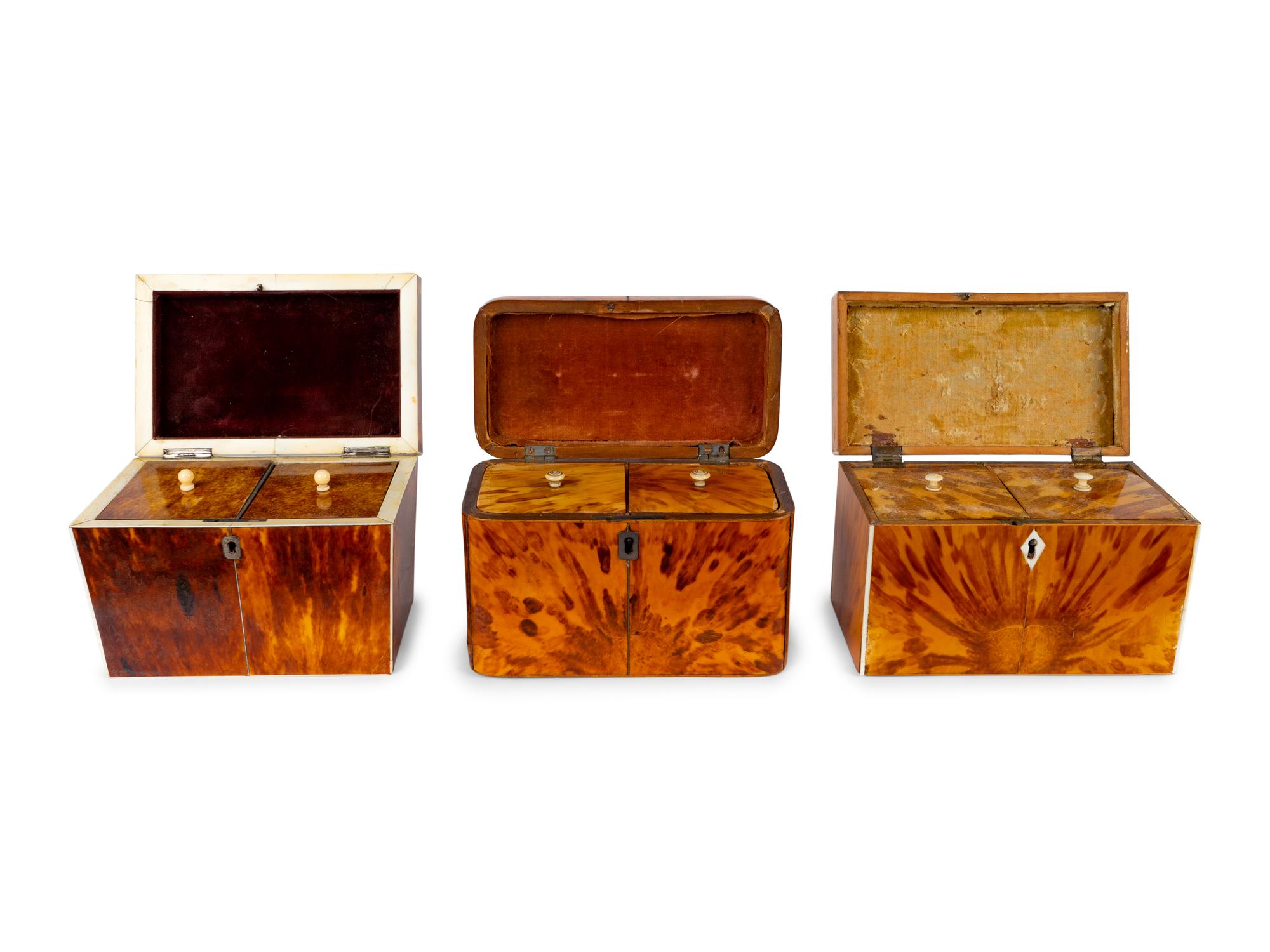 A Group of Three Tortoiseshell Tea Caddies — LATE 18TH/ EARLY19TH CENTURY