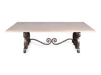 A French Steel Base Baker's Table with Marble Top — LATE 20TH CENTURY