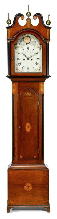 Federal inlaid mahogany tall case clock thomas harland (1735-1807), norwich, ct, late 18th/19th century