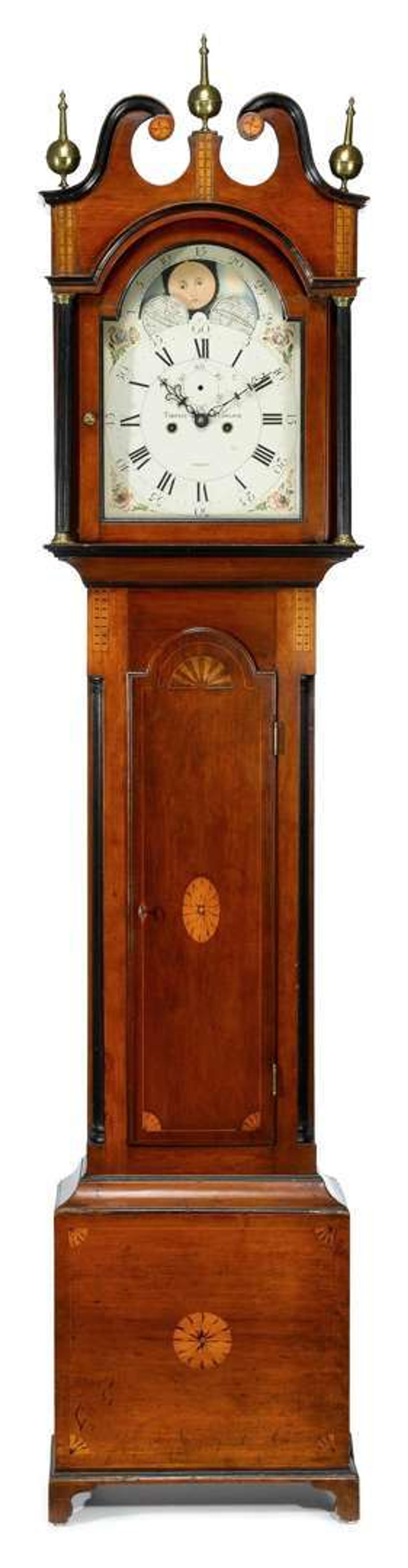 Federal inlaid mahogany tall case clock thomas harland (1735-1807), norwich, ct, late 18th/19th century