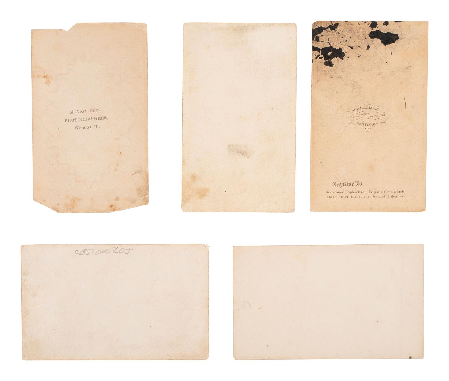 [EARLY PHOTOGRAPHY]. 12 CDVs of Civil War-era businesses and residences, incl. photography studio.