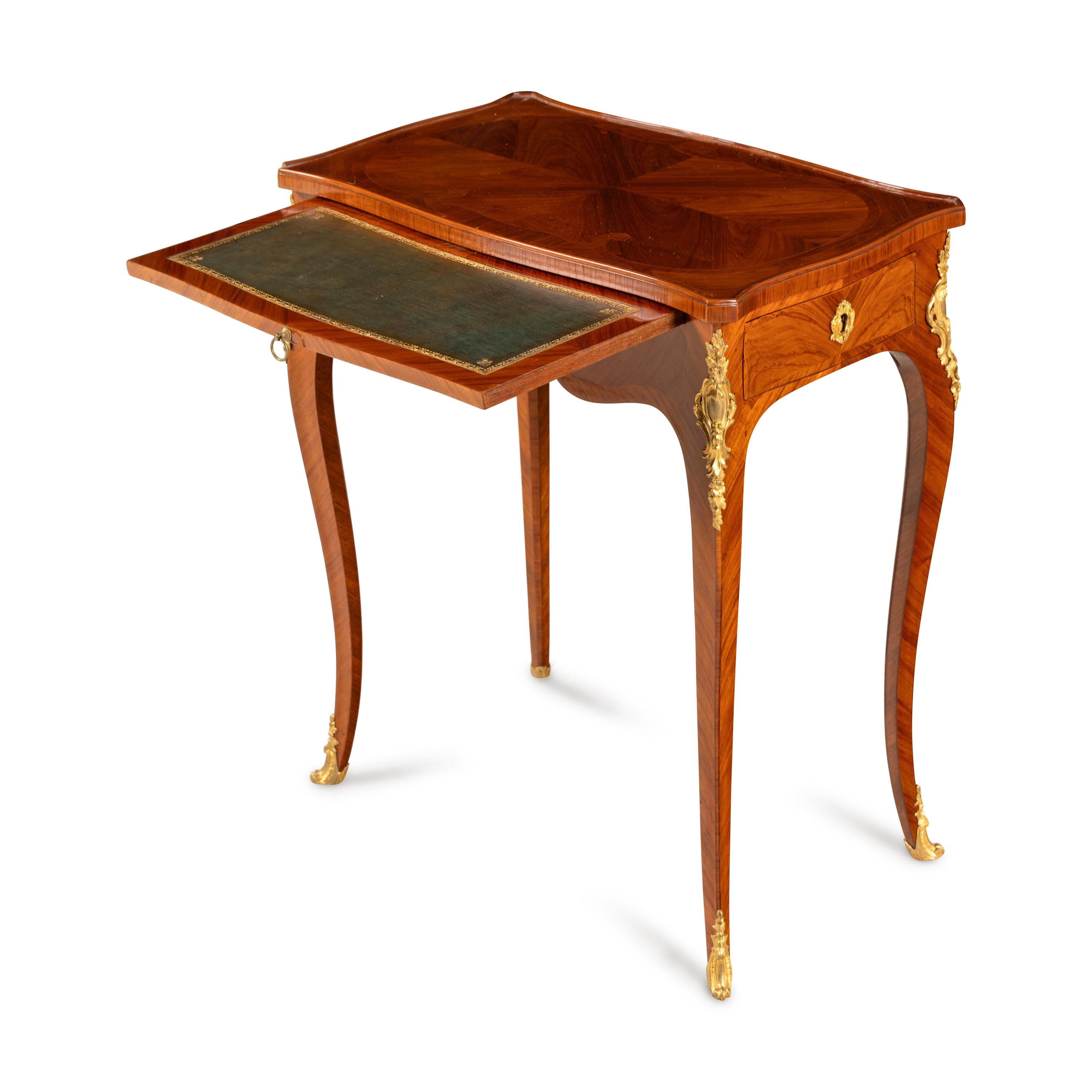 A Louis XV Gilt Bronze Mounted Tulipwood Table à Écrire
