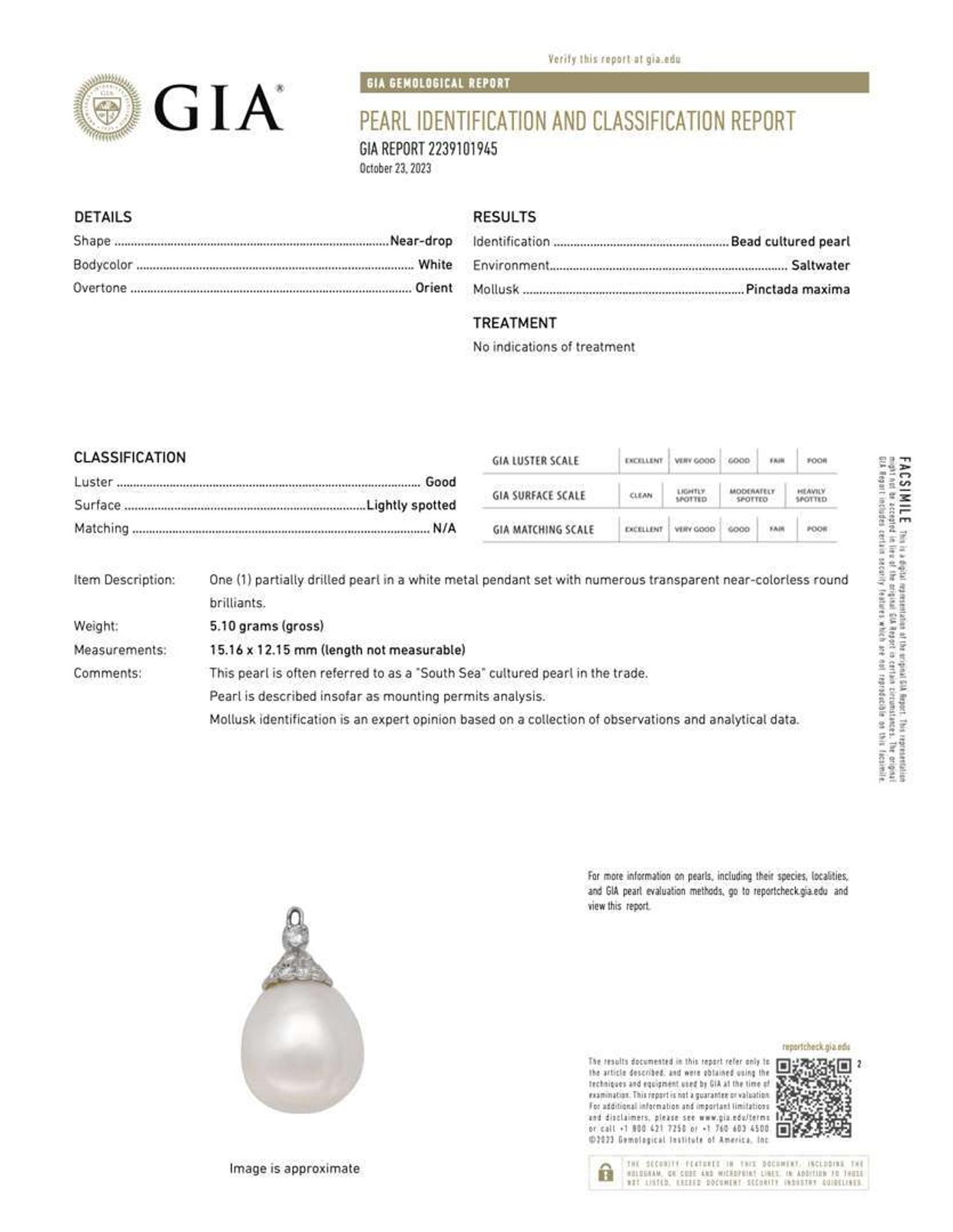 A 14K Yellow Gold, Baroque Pearl, and Gemstone Pendant, Cultured Saltwater Pearl, GIA Certified