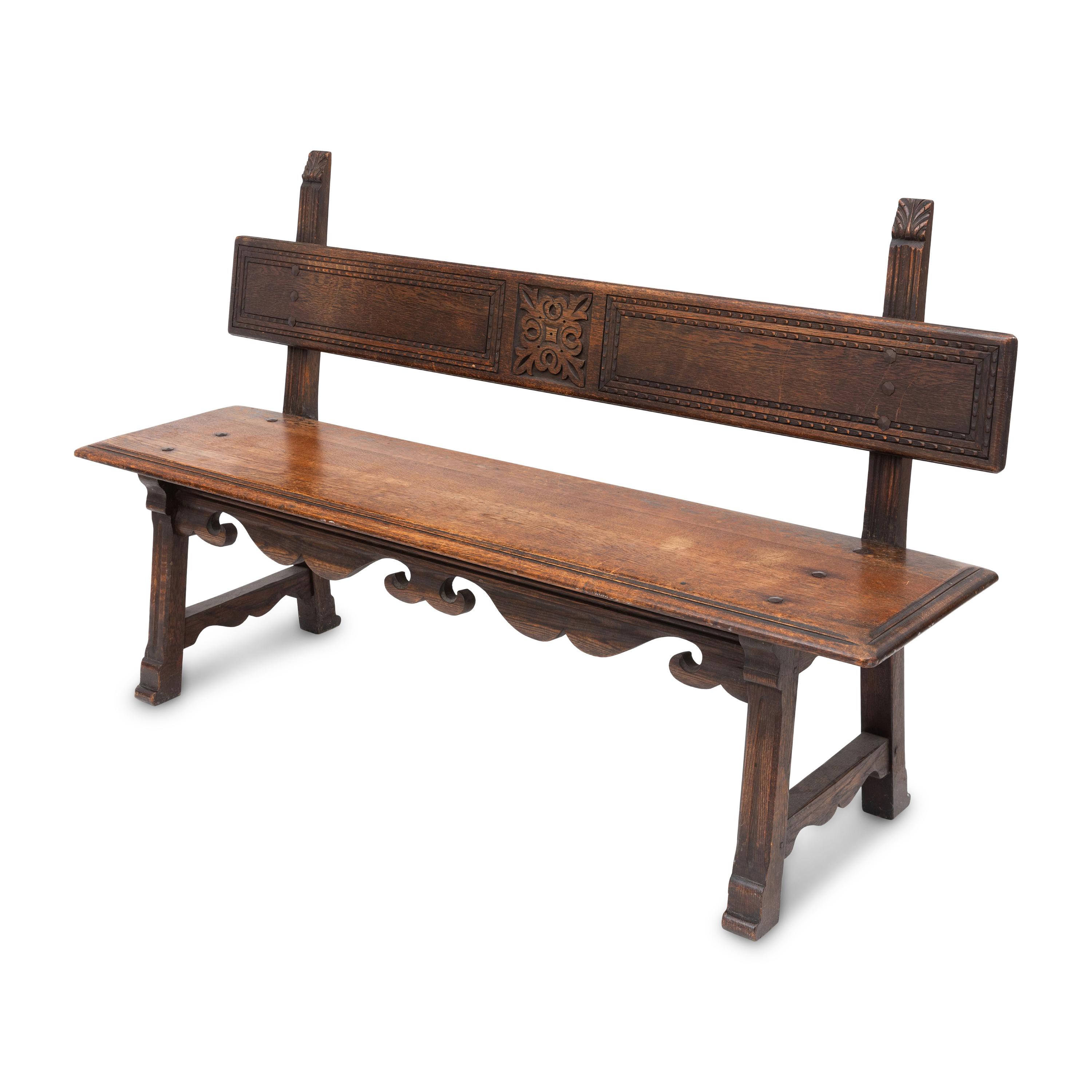 An Italian Oak Hall Bench