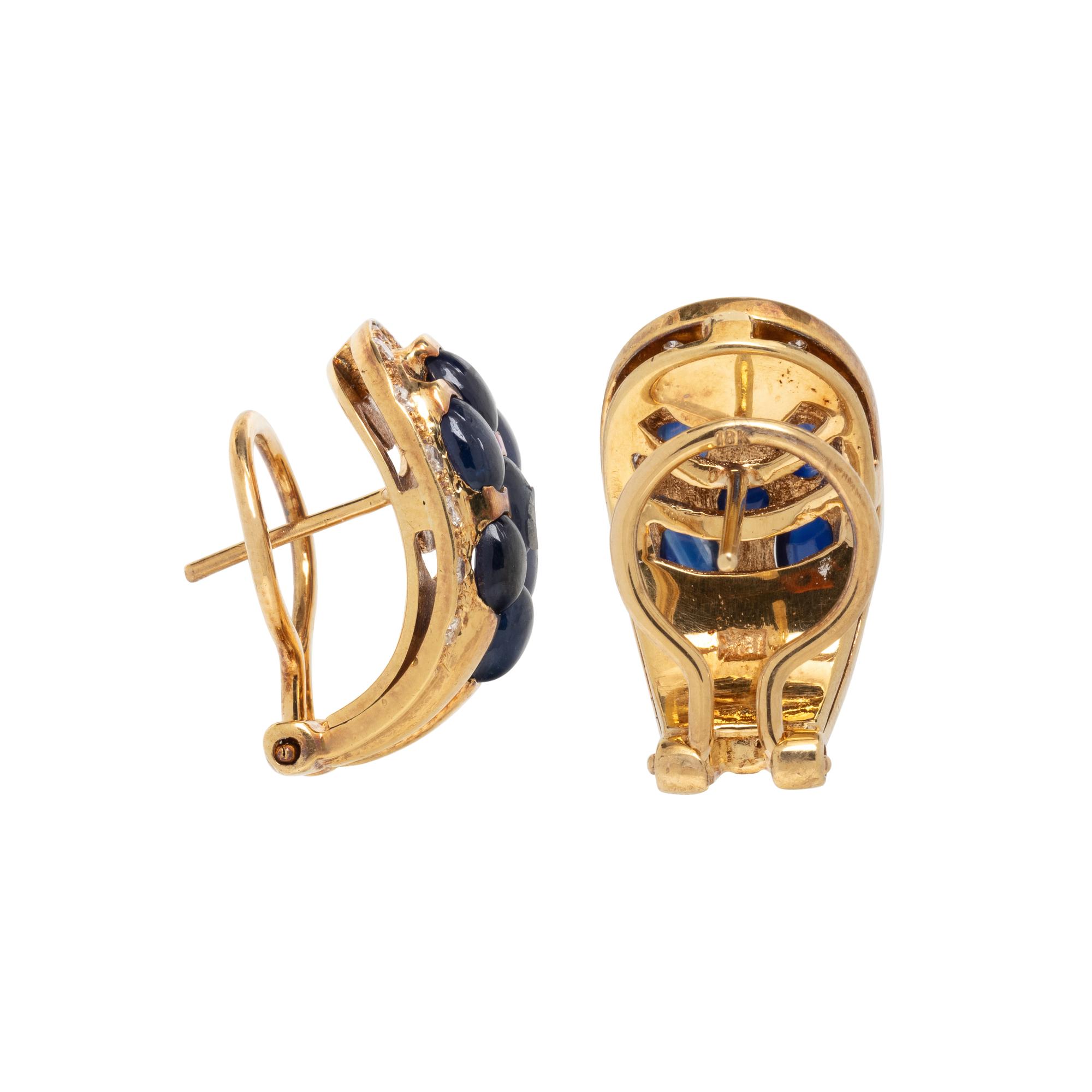 SAPPHIRE AND DIAMOND EARCLIPS