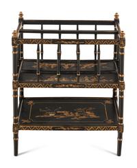 A Victorian Style Japanned Canterbury