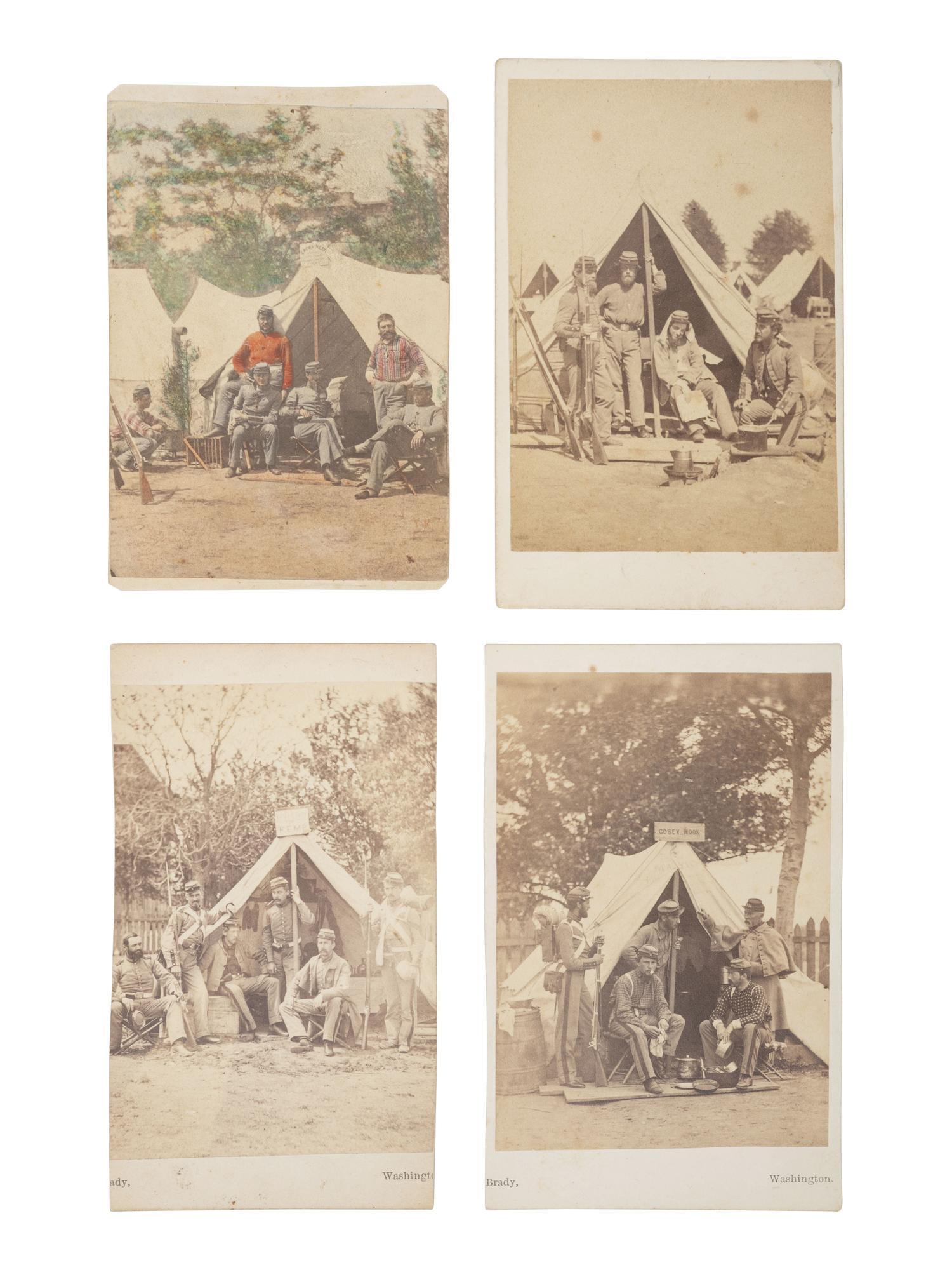 [CIVIL WAR]. A group of 8 photographs of the 7th New York State Militia at Camp Cameron. April-June, 1861.