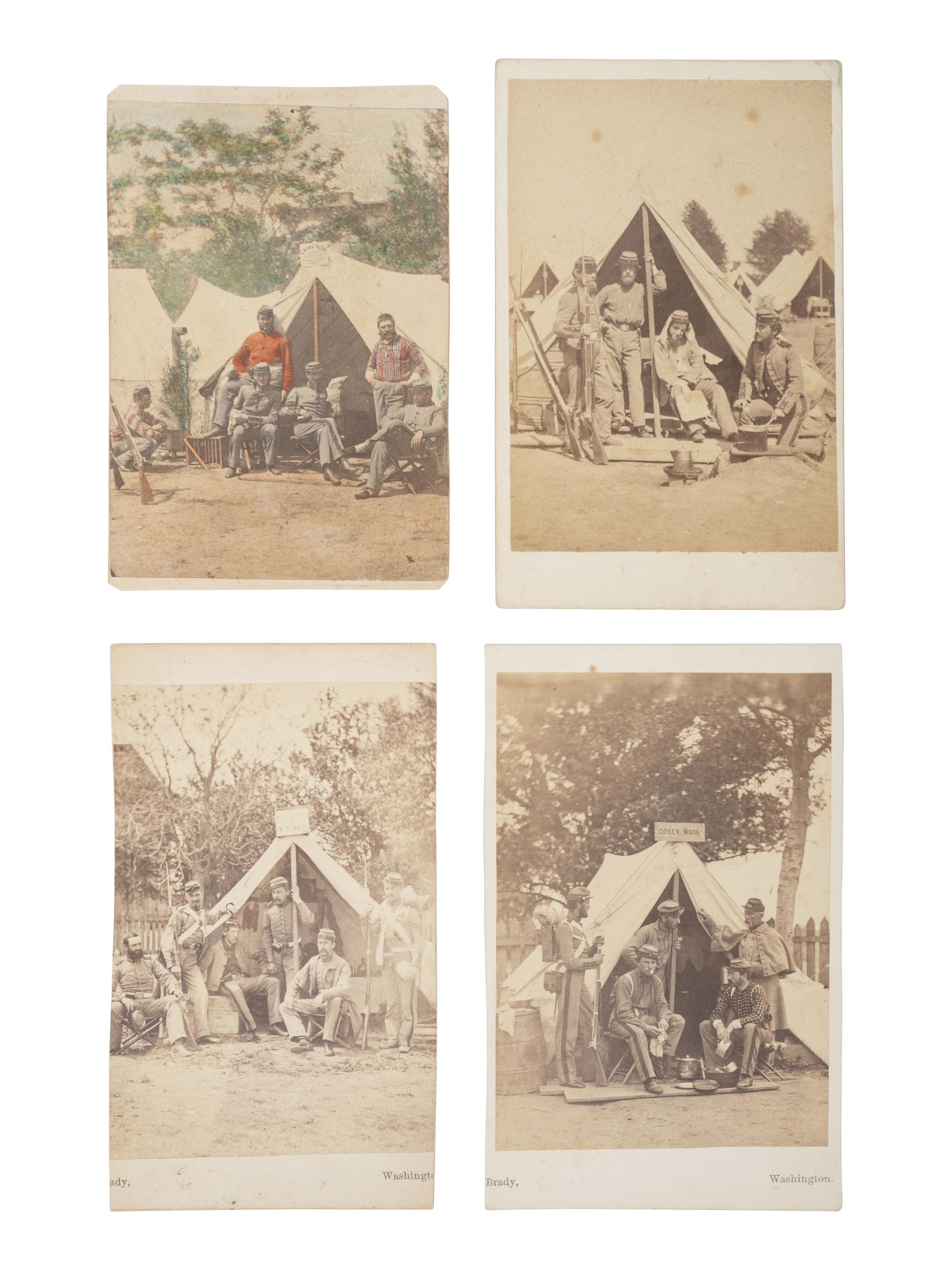 [CIVIL WAR]. A group of 8 photographs of the 7th New York State Militia at Camp Cameron. April-June, 1861.