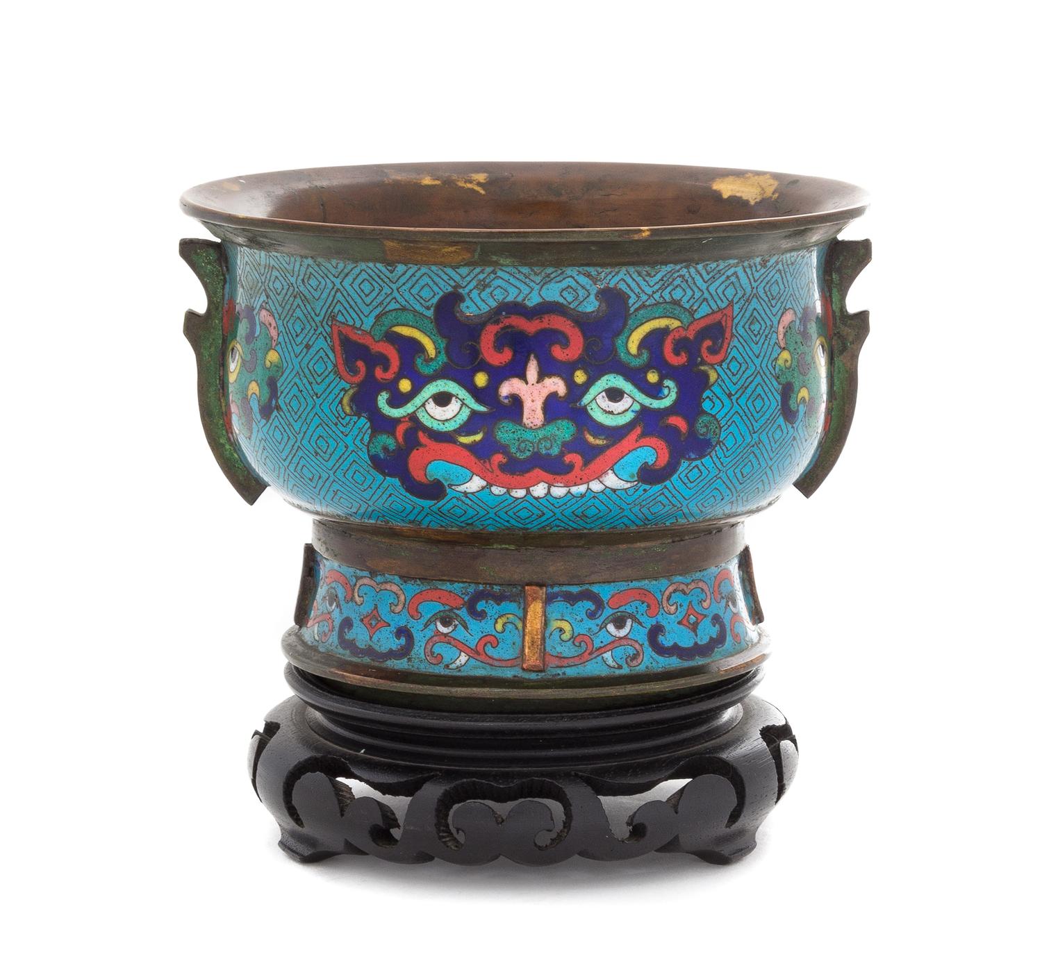 A Cloisonne Enamel Bowl Height 3 5/8 inches.