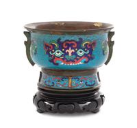 A Cloisonne Enamel Bowl Height 3 5/8 inches.