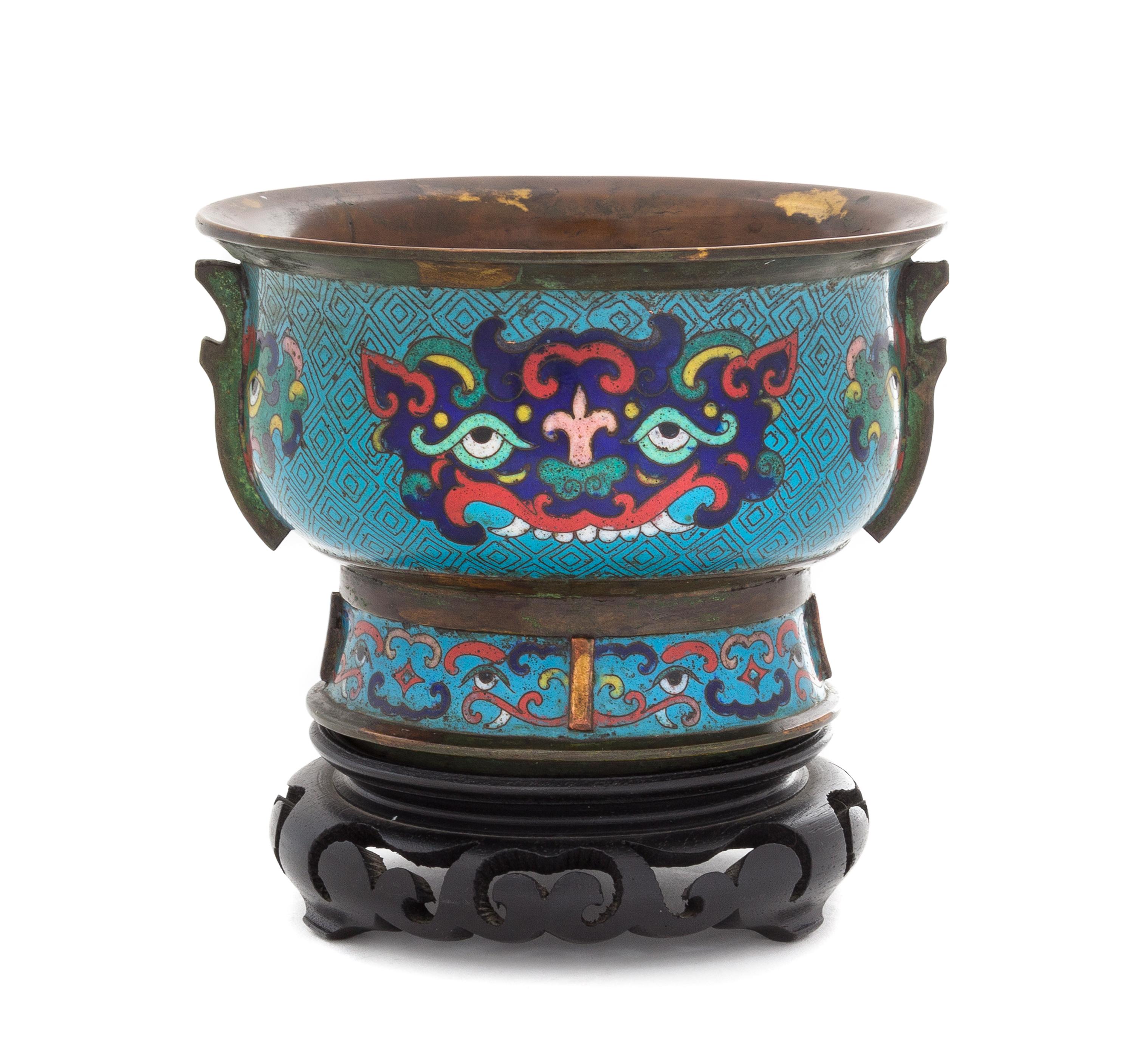 A Cloisonne Enamel Bowl Height 3 5/8 inches.