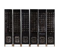 An Embellished and Gilt Decorated Black Lacquered Six-Panel Floor Screen