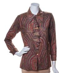 An Yves Saint Laurent Multicolor Wool Paisley Blouse, Size 34.